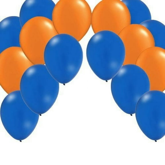 50 Latex Party Balloons - Blue & Orange - 12" Round