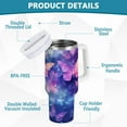 thumbnail image 3 of JSTEL Butterfly Colorful 40 oz Tumbler Stainless Steel Water Bottle Vacuum Insulated Cup with Straw Lid & Handle For Travel Car Cup Holder, 3 of 8