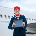 thumbnail image 3 of Women Air Azawess Hat Hoolen Ajuste de vuelo Hat Azafata Casquillo para disfraces Cosplay Rendimiento musical - Tamaño M (rojo), 3 of 4