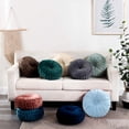thumbnail image 6 of Velvet 15-Inch Round Decorative Pillow for Couch Decor (Sky Blue), 6 of 7