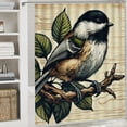 thumbnail image 5 of JEUXUS Bird Art Colorful Birds on Reed Branch Vintage Rustic Hummingbird Textured Chickadees Pictures Shower Curtain for Bathroom Decoration White, 5 of 6