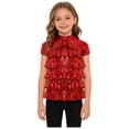 thumbnail image 2 of Manyakai T-Shirt à Manches Courtes pour Filles, Paillettes Scintillantes, Salsa Samba Rumba, Jazz Moderne Hip-Hop, Rouge, 14, 2 of 6