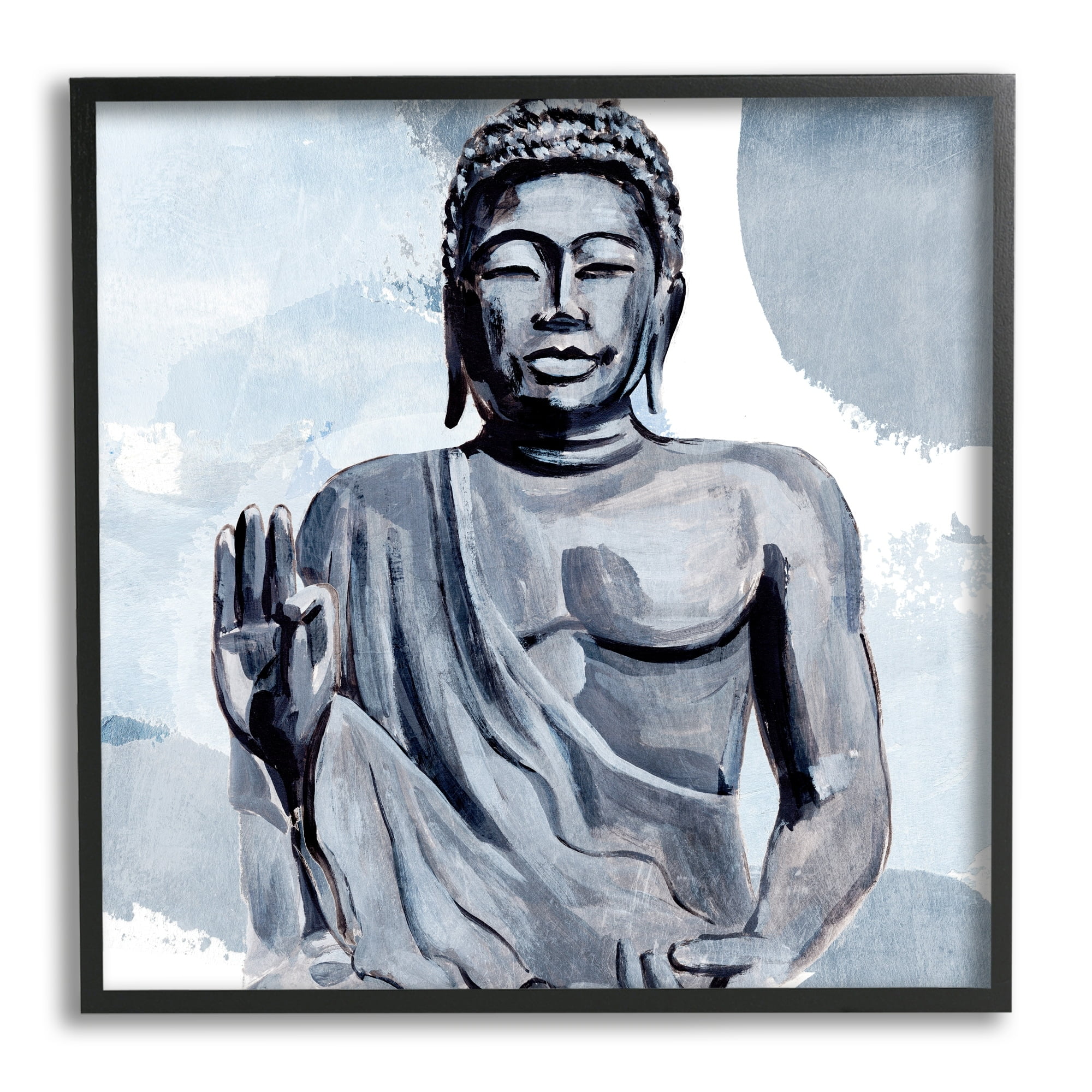 Stupell Industries Teaching Buddha Pose Wisdom Motivational Abstract Blue Pattern, 17 x 17,Design by Annie Warren