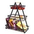 thumbnail image 1 of 3-Tier Detachable Iron Fruit & Bread Storage Basket - Nordic Minimalist Design, Portable Handheld Holder for Kitchen Countertop, Living Room Tabletop, Black Decorative Organizer for Fruits, Snacks &, 1 of 6