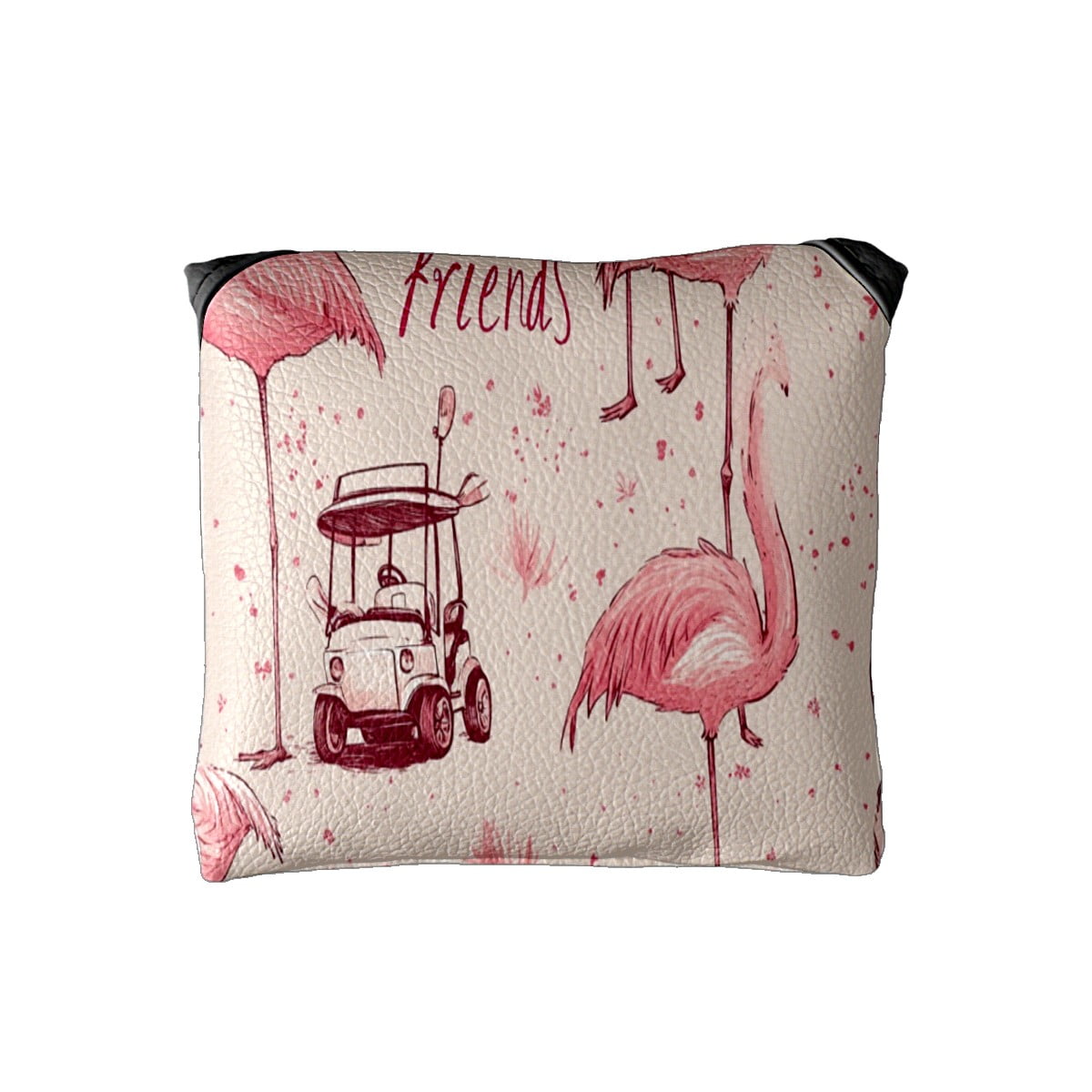 Golf Mallet Putter Cover Premium Leather Waterproof Golf Putter Head Cover with Magnetic Closure Flamingo