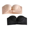 thumbnail image 1 of Clearance Sale 2025 Bra Womens 2PCS Solid Color Strapless Non Slip Adjustment Rimless Dress Bra Black+Beige, 1 of 9