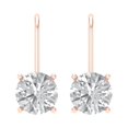 thumbnail image 3 of 3 Ct Round Cut Drop Dangle Clear Moissanite 18K Rose Solid Solid Gold Everyday Dainty Earrings Lever Back, 3 of 7