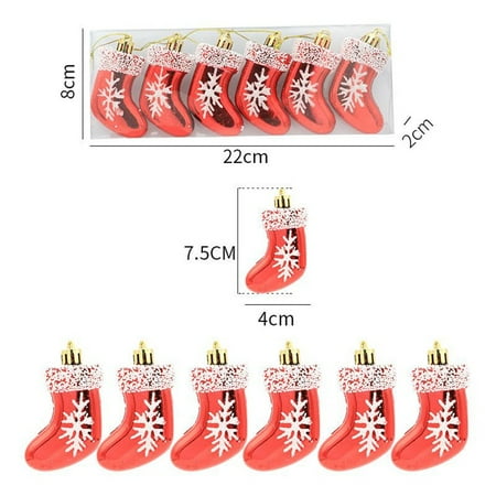 

Ruibeauty 6Pcs Shiny Socks Gloves Ornament Xmas Tree Theme Festive Party Pendant