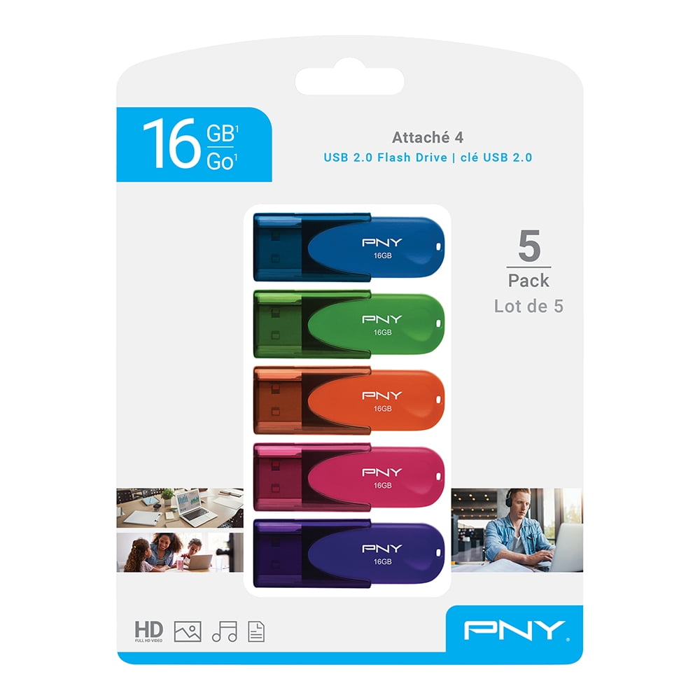 16GB Attaché 4 USB 2.0 Flash Drive 5-Pack​
