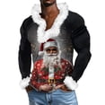 thumbnail image 2 of Men's Casual Christmas Printed Plush V-Neck Fleece Long Sleeve Sweatshirt, Santa Claus Design for Holiday Fashion, Warm and Comfortable for Men's Casual Outfits,Black,L, 2 of 5