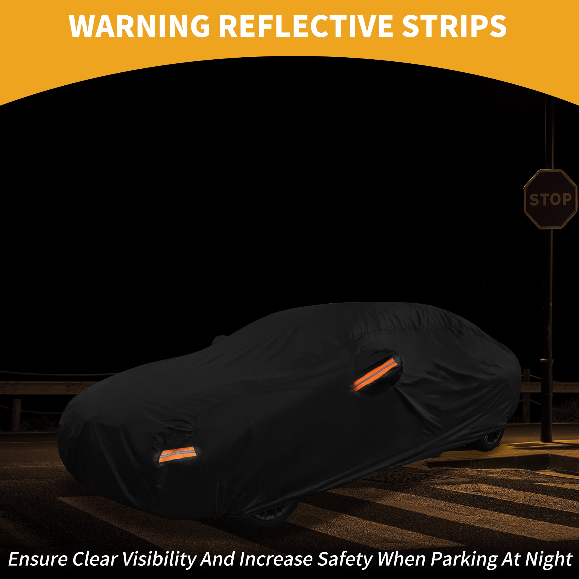 Unique Bargains 1 Pc Car Cover Protection Black 208.66"x78.74"x51.18"