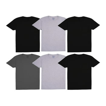 Fruit of the Loom Men's Pocket T-Shirts, 6 Pack, Sizes S-3XL