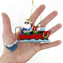 Fishing Santa Ornament - Tropical Boat Beach Coastal Christmas Tree Holiday Decoration