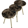 thumbnail image 4 of Set of 3 Nesting END Tables - Round Stacking Coffee Side Tables for Small Spaces, Nightstand Bedside Table for Living Room, Bedroom, Living Room, Balcony, NO-TOOLS ASSEMBLY (Brown Marble/Gold), 4 of 7