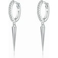 thumbnail image 6 of Sterling Silver Spike Earrings Hoop for Women Teens Geometric Huggie Hoop Earrings Drop Punk Earrings Minimalist Huggie, 6 of 10