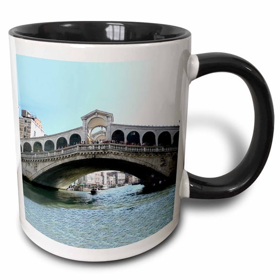 3drose, Rialto Bridge, 15oz Two-tone Black Mug