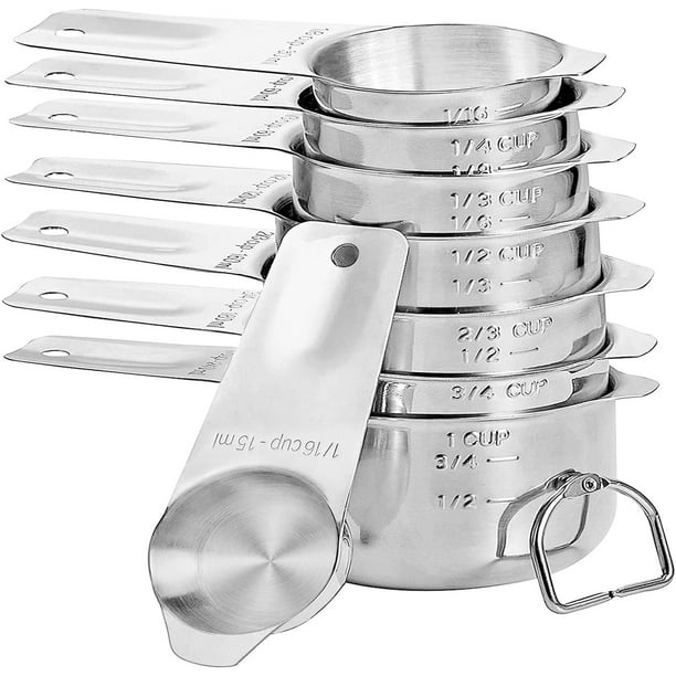 Dotinghux Juego De Tazas Medidoras De Acero Inoxidable De 8 Piezas Taza Medidora De Cocina Para Cocinar Y Hornear