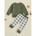 thumbnail image 6 of Baby Toddler Boy Fall Outfits 0 6 12 18 24 Months 2T 3T Long Sleeve Crew Neck Embroidery Sweatshirt + Plaid Pants Set Spring Clothes, 6 of 9
