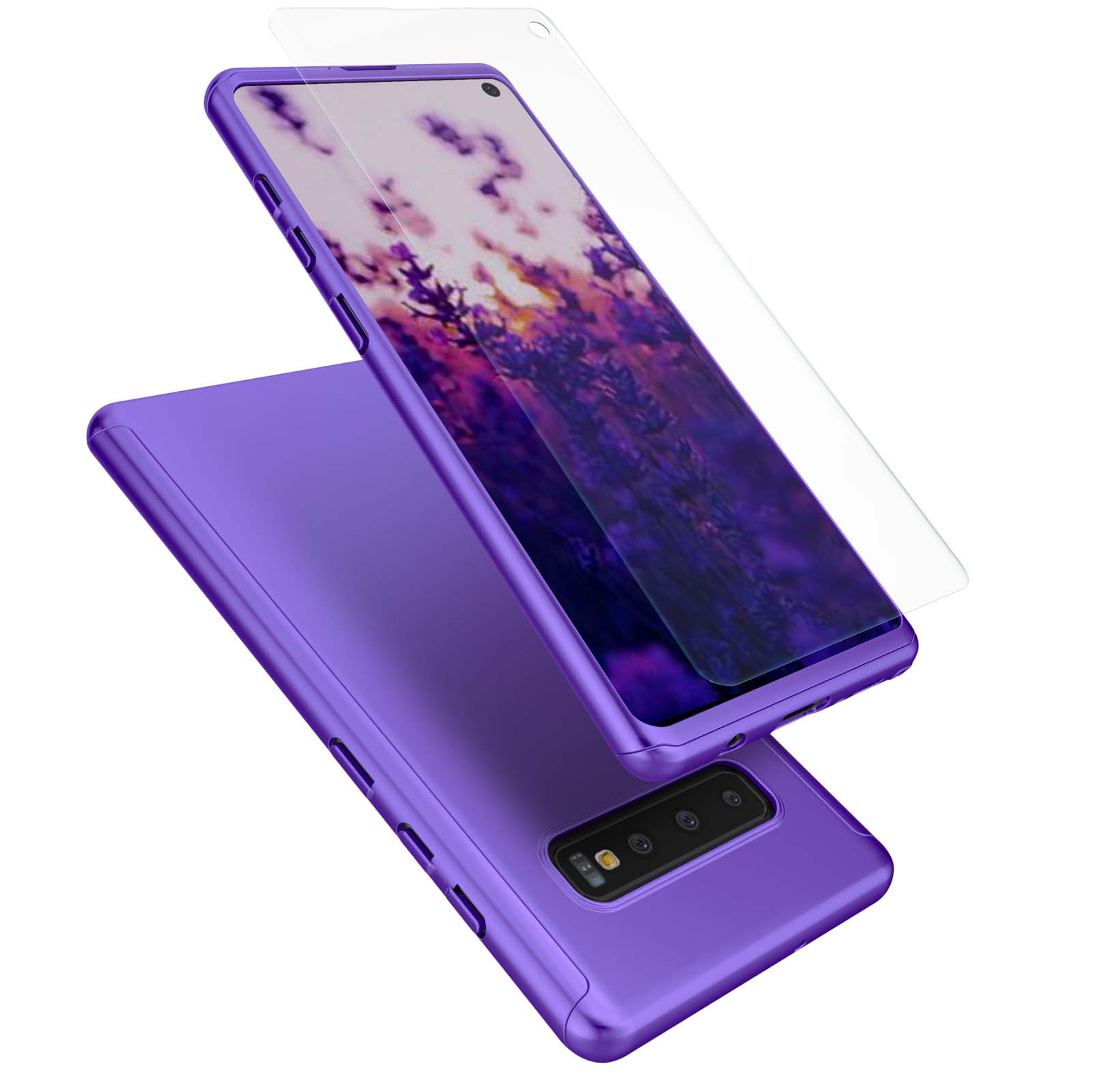 Samsung Galaxy S10 Case, Case For Galaxy S10, Galaxy S10 Screen Protector, Njjex Thin Premium Dual Layer Hard Case for Galaxy S10 with Tempered Glass Screen Protector For Galalxy S10 6.1"-Purple - image 1 of 5