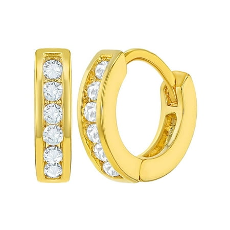 hoop earrings 18k toddlers plated clear children gold