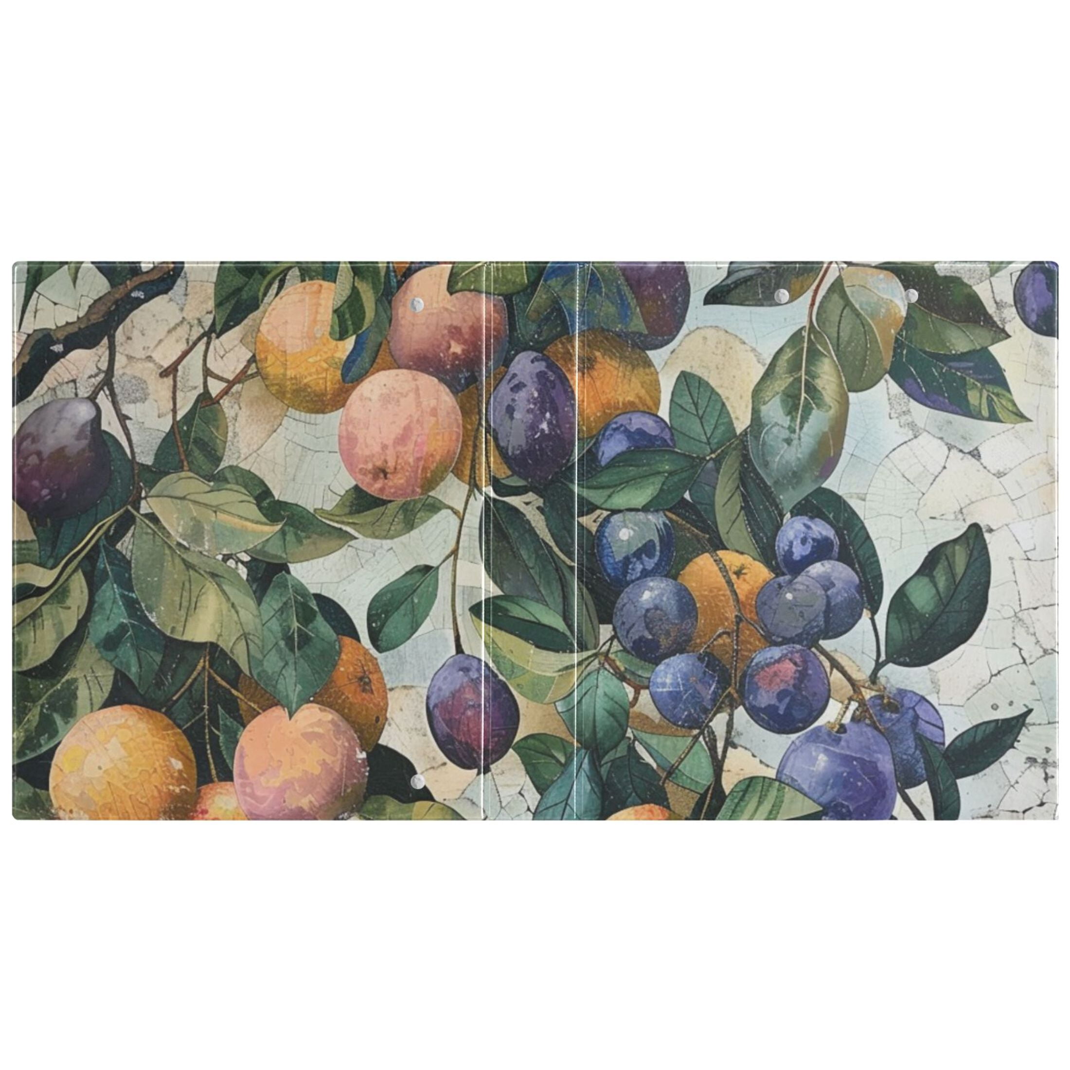 Fruit Leaves Print 3 Ring Binders 1.5 inch Hardcover File Folders with Interior Pockets A4 Size Organizer for School Office Hospital