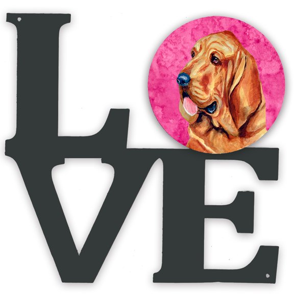 Pink Bloodhound Metal Wall Artwork LOVE