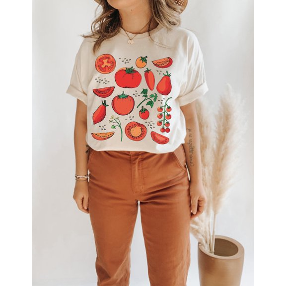 Tomato Shirt Fruit Shirt Botanical T-Shirt Cottagecore Clothing Vegan Shirt Garden T Shirt Vegetable T Shirt Fruit Tee Aesthetic Clothes TH220547