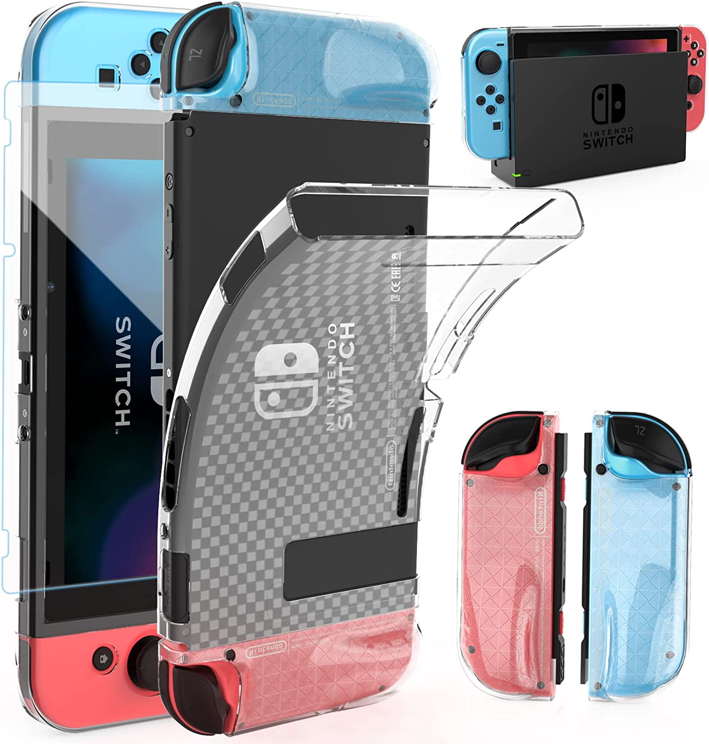HEYSTOP Case Compatible with Nintendo Switch, Soft TPU Protective Cover for Nintendo Switch with Switch Tempered Glass Screen Protector and 6 Thumb Grip Caps Walmart.com