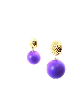 Purple Fashion Jewelry Product Image Clip On Color Ball Wood Drop Purple Earrings 1 5 Inch Fashion Jewelry
