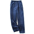 thumbnail image 2 of Munlar Blue Womens Fleece Leggings Loose Fit Mid Waist with Pockets Pajama Pants for Women, 2 of 3