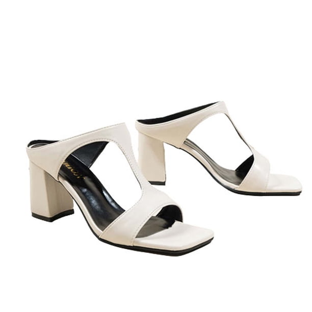 Amzcrzy Zapatos de mujer,Zapatos de mujer,Zapatillas de mujer, Zapatillas de verano para mujer, de tacón alto y grueso, informales, con punta cuadrada Sandalias Mujer Zapatillas De Casa