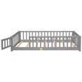 thumbnail image 5 of Twin Size Floor Platform Bed with Fence, Daybed Frame with Door for Bedroom Dorm, Wooden Playpen Bed for Kids Toddlers Boys and Girls, No Box Spring Needed, Grey, 5 of 7