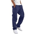 thumbnail image 3 of Zynoxe Cargo Pants for Men with Multi Pocket Comfy Elastic Waist Drawstring Trousers Fashionable Solid Color Hiking Pants Versatile Outdoor Tapered Jogger Pants, 3 of 9