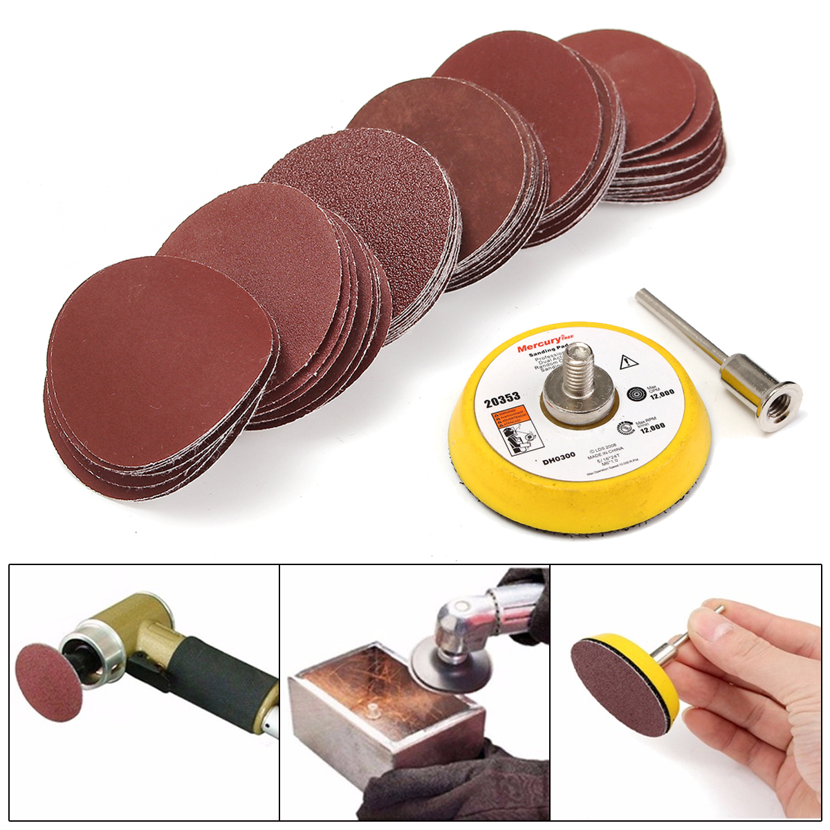 60Pcs 2" 1002000 Grit Polish Sander Sanding Disc Sandpaper + 3mm Shank