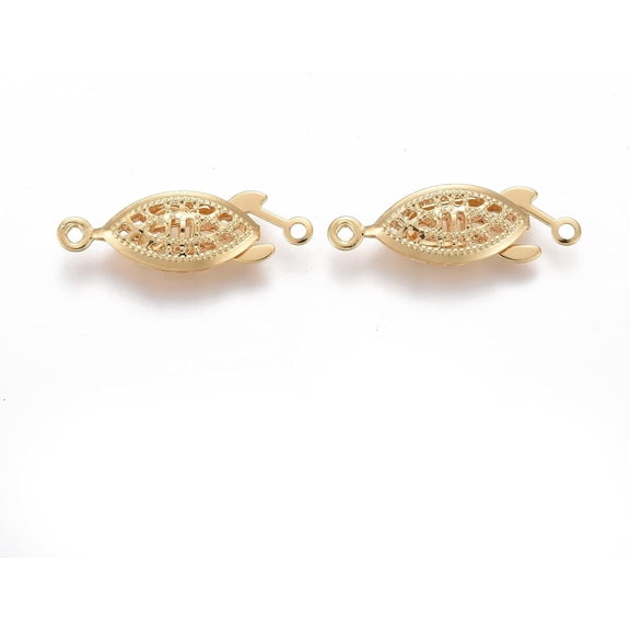 10 Sets Stainless Steel Box Clasps 24K Gold Plated Horse Eye Multi-Strand Clasp Bracelet Connectors for Layered Necklaces Jewelry Making