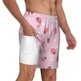 thumbnail image 3 of Picia Floral Strawberr pattern Mens Swim Trunks with Compression Liner Stretch Beach Shorts Quick Dry with Zipper Pockets No-Chafing Board Shorts-XX-Large, 3 of 9