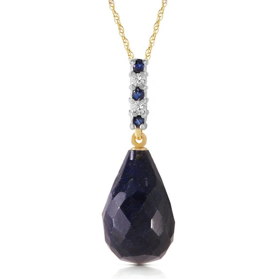 Galaxy Gold 14k 22" Yellow Gold Necklace with Diamond and Briolette Drop Sapphire