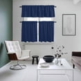 thumbnail image 4 of Navy Blue Kitchen Curtains Sets for Windows 24 Inch Length, Solid Color Farmhouse Navy Blue Rod Pocket Window Treatments Tier Curtains and Valances Set for Bedroom/Bathroom, 4 of 8