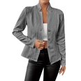thumbnail image 2 of Women's Textured Single Breasted Blazer, Embossed Pattern Work Jacket, Notch Lapel Office Blazer, Stretch Comfort Fit, Business Casual Blazer, Professional Work Wear, Slim Fit Suit Jacket Dark Gray, 2 of 9