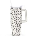 thumbnail image 2 of 40oz Black Retro Geometric Line Shapes Stainless Steel Flip Straw Tumbler Spill Proof Travel Cup Double Wall Vacuum Insulated Coffee Mug with Top Handle, 2 of 6