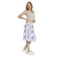 thumbnail image 4 of Women's Floral Monochrome Flowers A-line Printed Skirt Casual Wear, M, Indigo Lavender Blue, by Ambesonne, 4 of 6