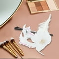 thumbnail image 4 of Unique Bargains 1 Pce Masque Demi-Visage Plume d'Autruche pour Fête Mascarade PVC Blanc, 4 of 5