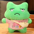thumbnail image 1 of Peluche de rana kawaii de 30 cm, bonito muñeco de rana vestido, suave y adorable, almohada de rana, regalo de cumpleaños para niña., 1 of 6
