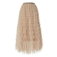 thumbnail image 4 of Coduop Women Long Cake Skirt Elastic Waist Tiered Tulle Layered Princess Wedding Casual Midi Skirt, 4 of 9