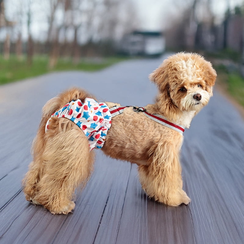 3 Pack Avont Washable Female Dog Diaper With Suspender, Reusable Girl Doggie Diapers For Small Medium Large Doggy In Heat Cycle Period Incontinence