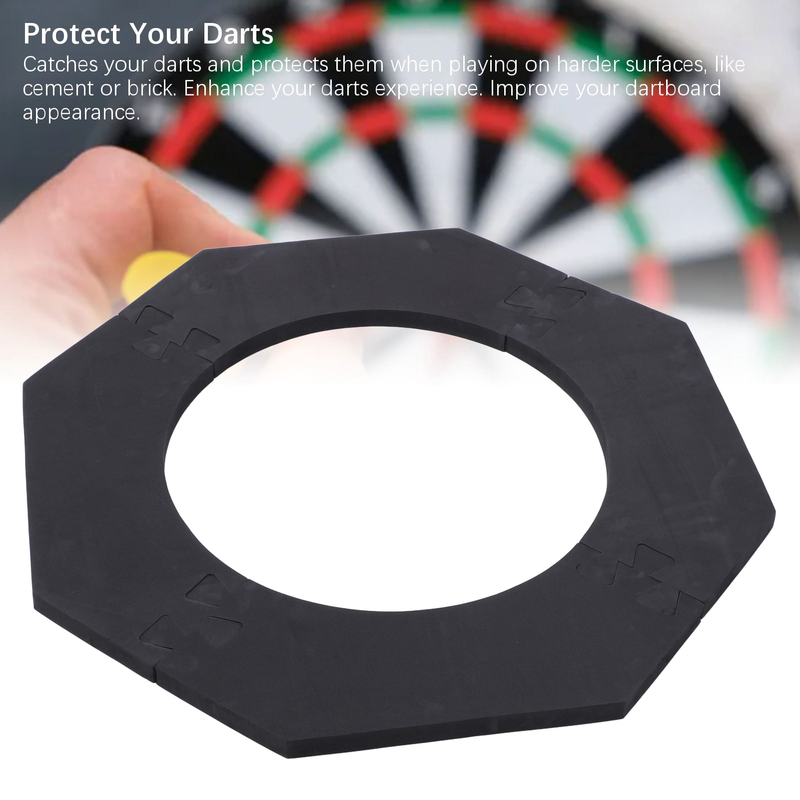 BIMZUC Splicing Octagonal Dart Board Wall Protector Heavy Duty EVA Dartboard Surround Backboard Multi Piece Protection for Bristle Dart Boards Black/Gray 28 x 28 Inches / 71 x 71 cm