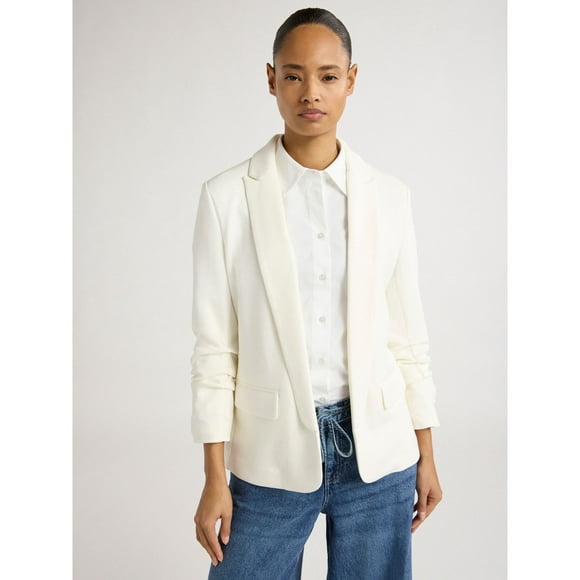 Scoop Women's and Women’s Plus Ultimate ScubaKnit Relaxed Blazer with Scrunch Sleeves, Size XS- XL