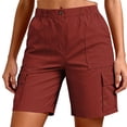 thumbnail image 2 of Aoiroe Women's Lightweight Mid Rise Hiking Shorts Stretch for Athletic Summer Travel Outdoor Golf with Pockets Red XL, 2 of 6