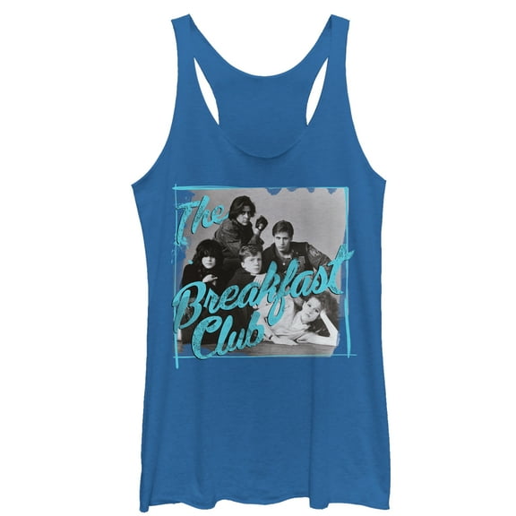 Women's The Breakfast Club Grayscale Character Pose Racerback Tank Top Royal Blue Heather Small