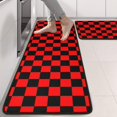 thumbnail image 2 of Kitchen Rugs Sets Of 2,Red and Black Checkered Pattern Anti Fatigue Kitchen Mat Rugs Non Slip Washable,Decorative Kitchen Floor Mats for Kitchen,Sink,Laundry,17"x47"+17"x47", 2 of 5